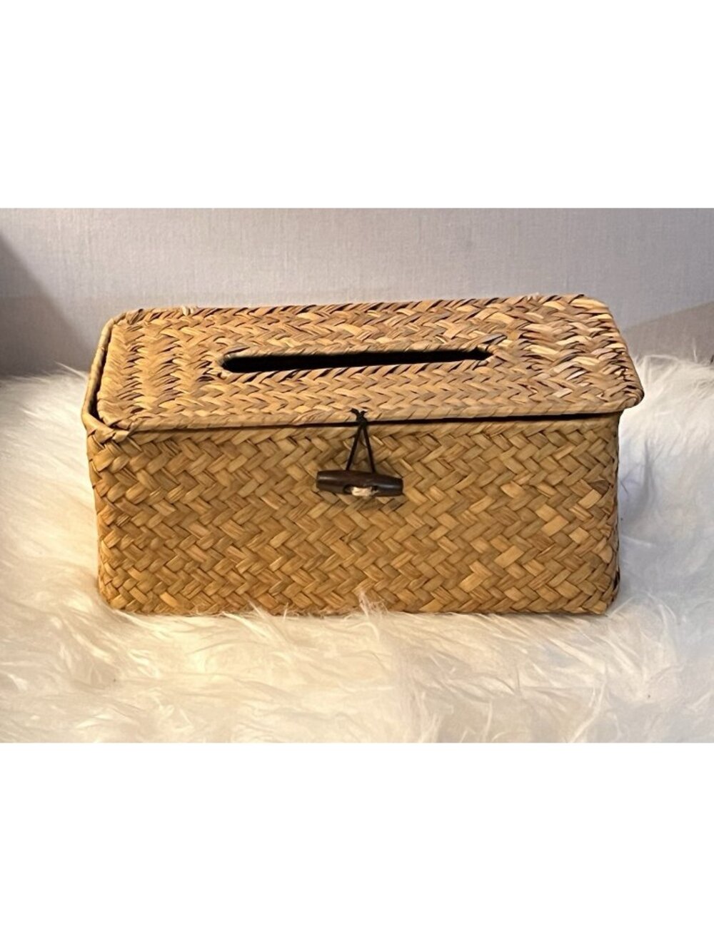 Wicker Woven Tissue Box Dispenser Paper Storage Holder Bathroom Bedroom